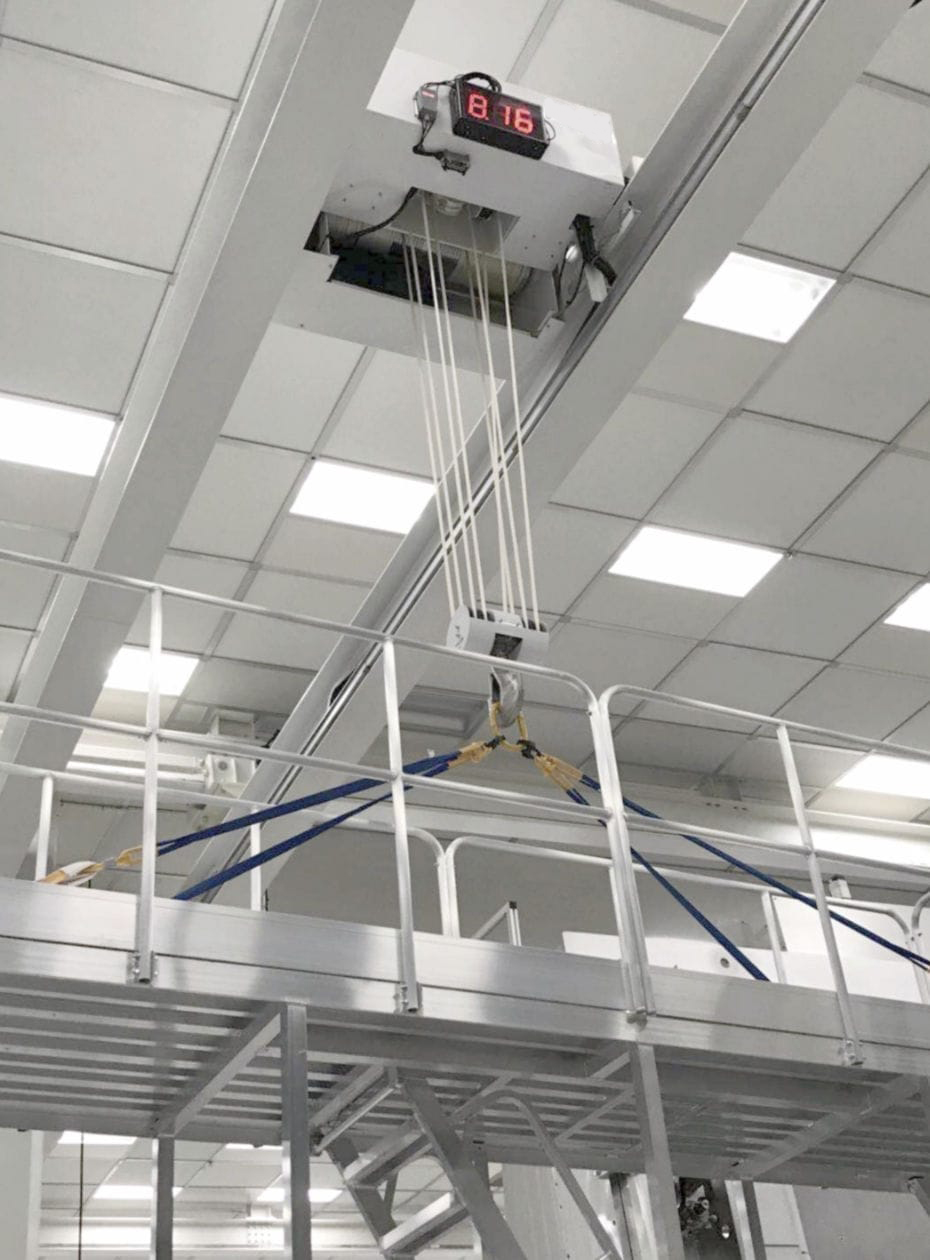 Cleanroom fiber rope crane